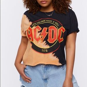 ACDC | Cropped Black & Tan ACDC Graphic Casual Band T-shirt Size M
